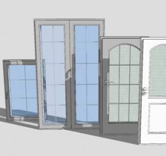 法式玻璃门窗SU模型下载_sketchup草图大师SKP模型
