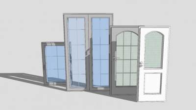 法式玻璃门窗SU模型下载_sketchup草图大师SKP模型