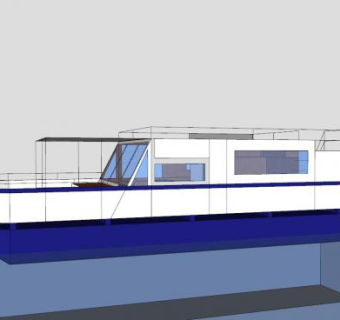 双体船风格游艇SU模型下载_sketchup草图大师SKP模型