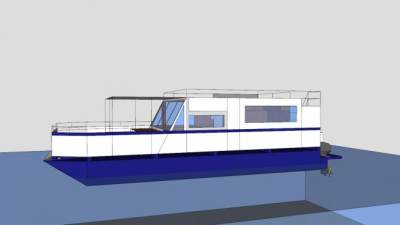 双体船风格游艇SU模型下载_sketchup草图大师SKP模型