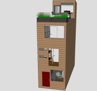 建筑小排房子SU模型下载_sketchup草图大师SKP模型