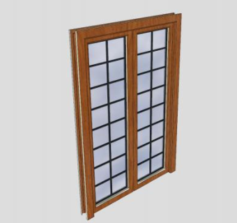 木框玻璃落地窗SU模型下载_sketchup草图大师SKP模型