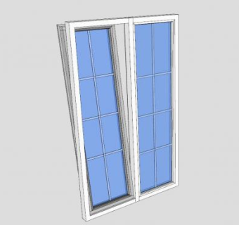 双扇落地窗SU模型下载_sketchup草图大师SKP模型