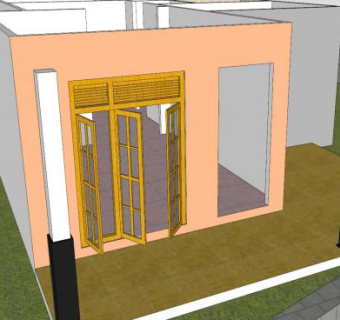 室内百叶玻璃窗SU模型下载_sketchup草图大师SKP模型
