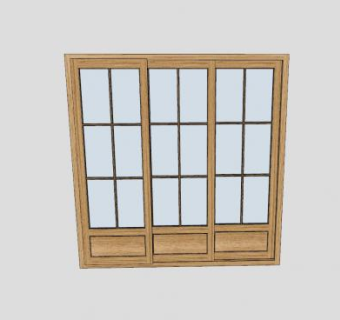 滑动木制玻璃门窗SU模型下载_sketchup草图大师SKP模型