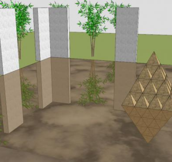 雕刻古镜雕塑SU模型下载_sketchup草图大师SKP模型