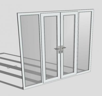 白色法式滑动门SU模型下载_sketchup草图大师SKP模型