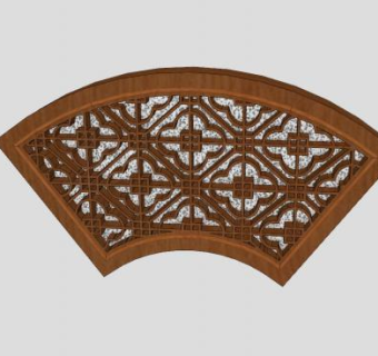 中式扇形窗SU模型下载_sketchup草图大师SKP模型