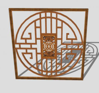 木制中式漏窗SU模型下载_sketchup草图大师SKP模型