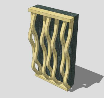 波浪条形木窗SU模型下载_sketchup草图大师SKP模型