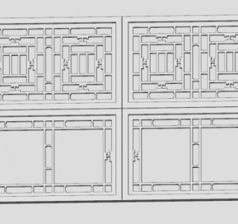 中式花窗格SU模型下载_sketchup草图大师SKP模型
