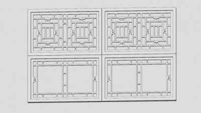 中式花窗格SU模型下载_sketchup草图大师SKP模型