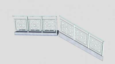 楼梯铝栏杆SU模型下载_sketchup草图大师SKP模型