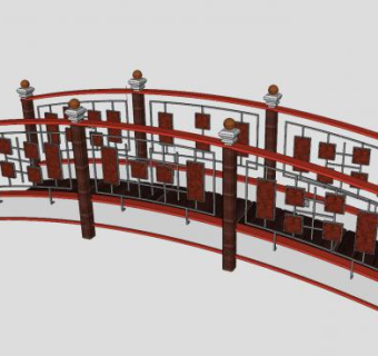 中式拱桥栏杆SU模型下载_sketchup草图大师SKP模型