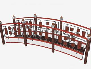 中式拱桥<em>栏杆</em>SU模型下载_sketchup草图大师SKP模型