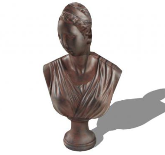 女人半身雕像SU模型下载_sketchup草图大师SKP模型