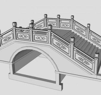 中式石拱桥SU模型下载_sketchup草图大师SKP模型