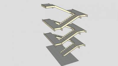 钢架楼梯SU模型下载_sketchup草图大师SKP模型