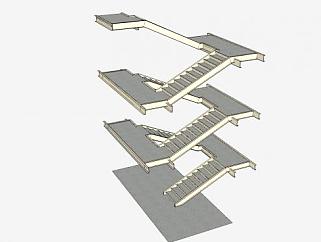 钢架楼梯SU模型下载_sketchup草图大师SKP模型