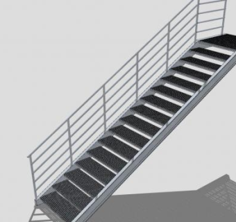 踏步钢楼梯SU模型下载_sketchup草图大师SKP模型