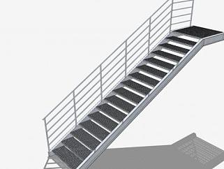踏步钢楼梯SU模型下载_sketchup草图大师SKP模型