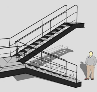 钢铁工业楼梯SU模型下载_sketchup草图大师SKP模型