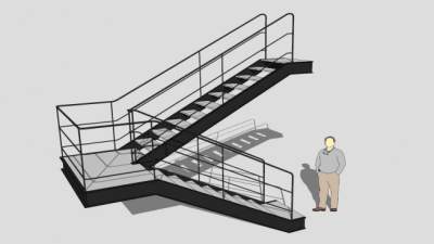 钢铁工业楼梯SU模型下载_sketchup草图大师SKP模型