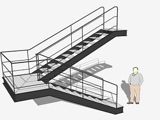 钢铁工业楼梯SU模型下载_sketchup草图大师SKP模型