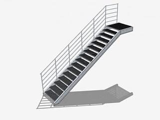 镂空踏板钢楼梯SU模型下载_sketchup草图大师SKP模型