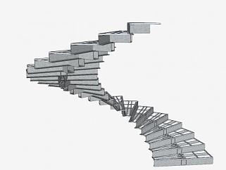 钢架旋转楼梯SU模型下载_sketchup草图大师SKP模型