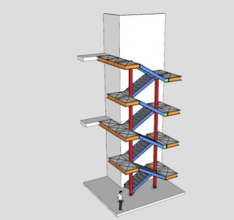 双跑钢楼梯SU模型下载_sketchup草图大师SKP模型