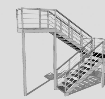 格栅板楼梯SU模型下载_sketchup草图大师SKP模型