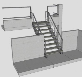 天台钢楼梯SU模型下载_sketchup草图大师SKP模型