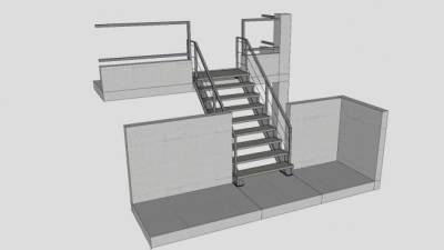 天台钢楼梯SU模型下载_sketchup草图大师SKP模型