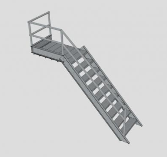 钢板护栏楼梯SU模型下载_sketchup草图大师SKP模型
