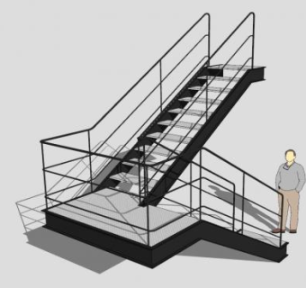 工业钢铁楼梯SU模型下载_sketchup草图大师SKP模型