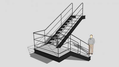 工业钢铁楼梯SU模型下载_sketchup草图大师SKP模型