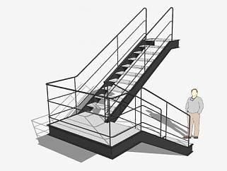 工业钢铁楼梯SU模型下载_sketchup草图大师SKP模型
