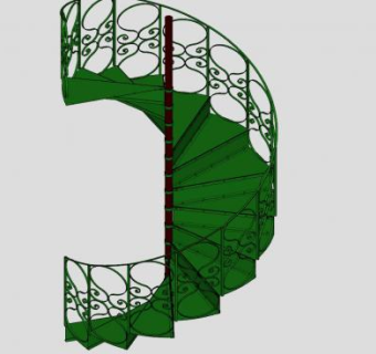 铁艺围栏旋转楼梯SU模型下载_sketchup草图大师SKP模型