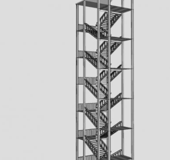 钢板踏板楼梯SU模型下载_sketchup草图大师SKP模型