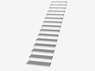 钢制踏板楼梯SU模型下载_sketchup草图大师SKP模型
