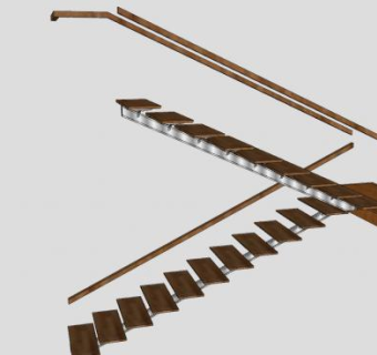 钢木楼梯架SU模型下载_sketchup草图大师SKP模型