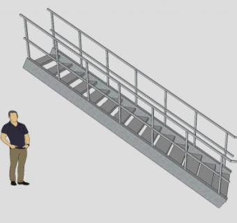 钢制直跑楼梯SU模型下载_sketchup草图大师SKP模型