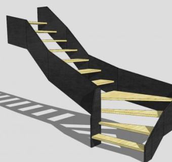 现代钢木楼梯SU模型下载_sketchup草图大师SKP模型