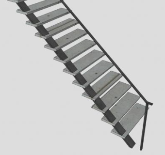 混凝土钢筋楼梯SU模型下载_sketchup草图大师SKP模型