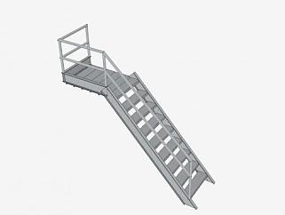 外部钢楼梯SU模型下载_sketchup草图大师SKP模型