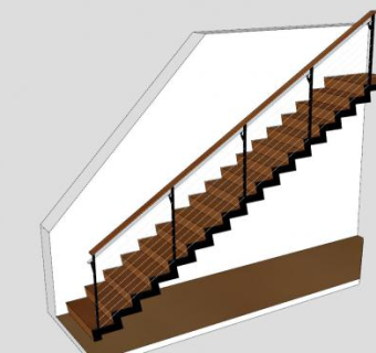 室内钢索护栏楼梯SU模型下载_sketchup草图大师SKP模型