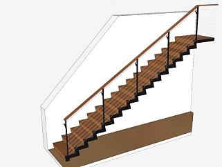 室内钢索护栏楼梯SU模型下载_sketchup草图大师SKP模型