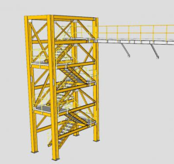 工程楼梯钢结构SU模型下载_sketchup草图大师SKP模型