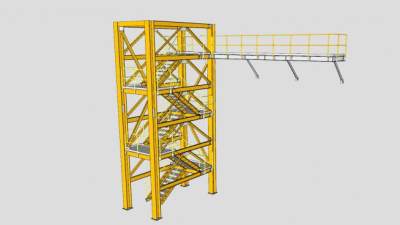 工程楼梯钢结构SU模型下载_sketchup草图大师SKP模型
